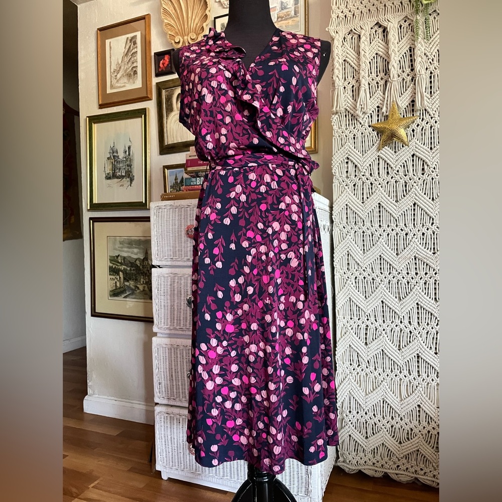 Leota Pink and Purple Midi Dress